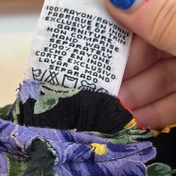 Vintage 90s broomstick skirt crepe maxi floral print - Picture 6 of 7